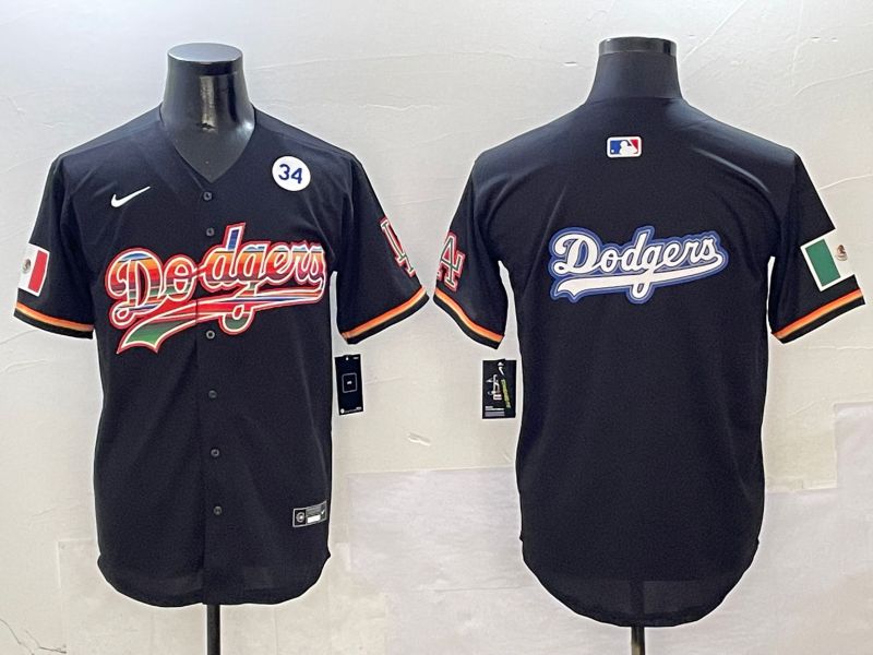 Men Los Angeles Dodgers Blank Black rainbow Nike 2025 MLB Jersey style 16